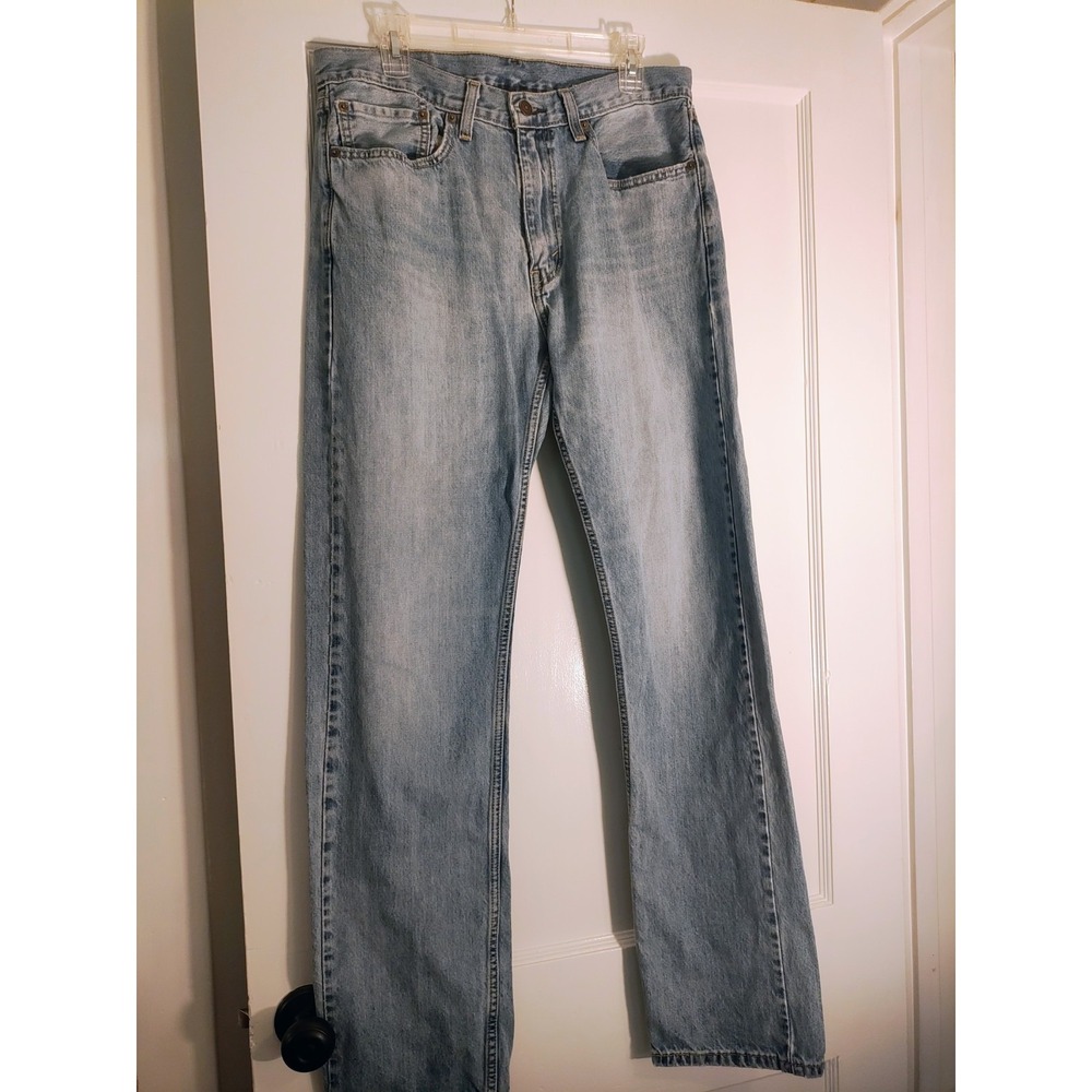 Levis 505 Regular Fit Straight Leg Jeans Light Wash Blue Denim 34x36 Mens